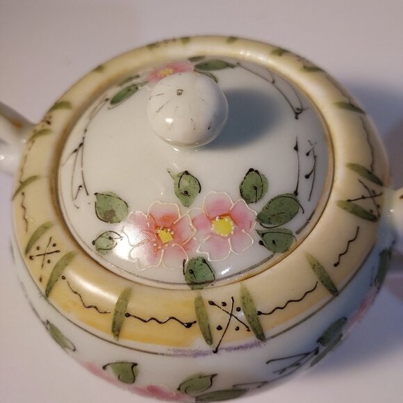 Hand Painted Japanese Porcelain Sugar Bowl & Matching Creamer Set Vintage - Picture 5 of 11